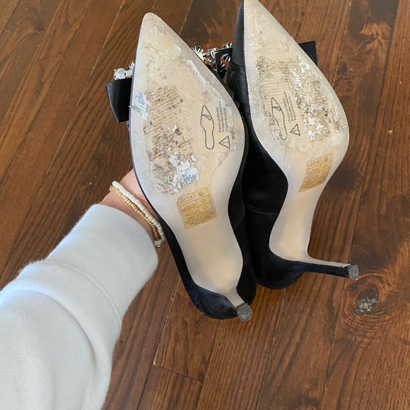 Ever New black satin crystal stilettos - Picture 2 of 4